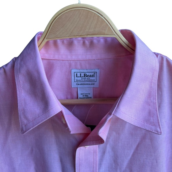 L.L. Bean Men's Wrinkle-Free Sunlit Coral Button-Down Shirt Short Sleeve M-Reg - Picture 6 of 12
